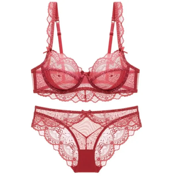 Women Lace Lingerie Bra and Panty Lace Embroidery Sexy Fitness - Image 2