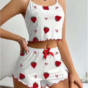 Women's Halter Shorts & Robe Set XL Cherry Custom Logo