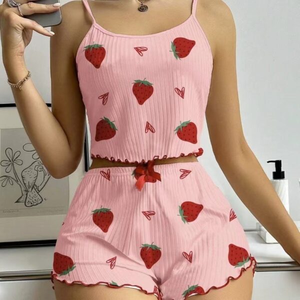 Women's Halter Shorts & Robe Set XL Cherry Custom Logo - Image 3