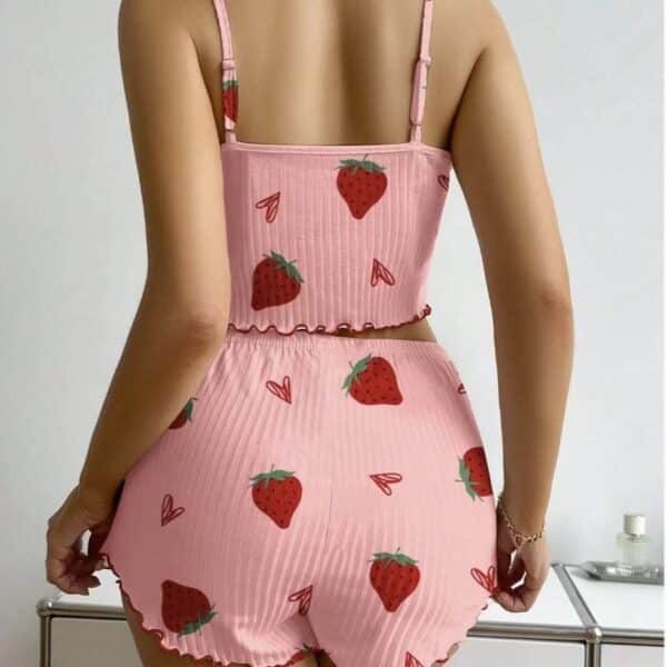 Women's Halter Shorts & Robe Set XL Cherry Custom Logo - Image 2
