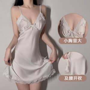 Guiruo AW New Lace Sling Nightgown 1538 - Satin Deep V