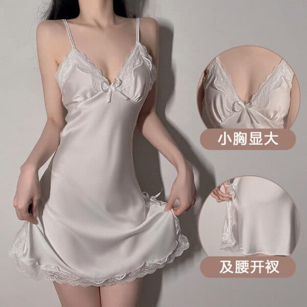 Guiruo AW New Lace Sling Nightgown 1538 - Satin Deep V