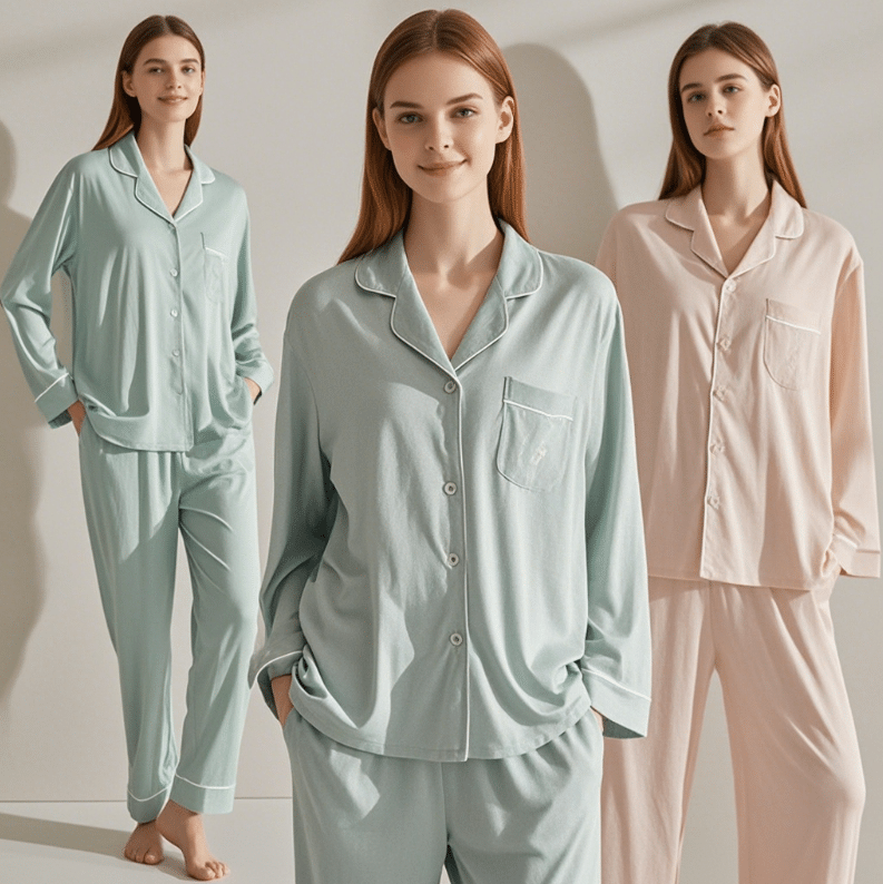 2P Women's Custom Cotton Modal Bamboo Sleepwear Lounge Set - Image 2